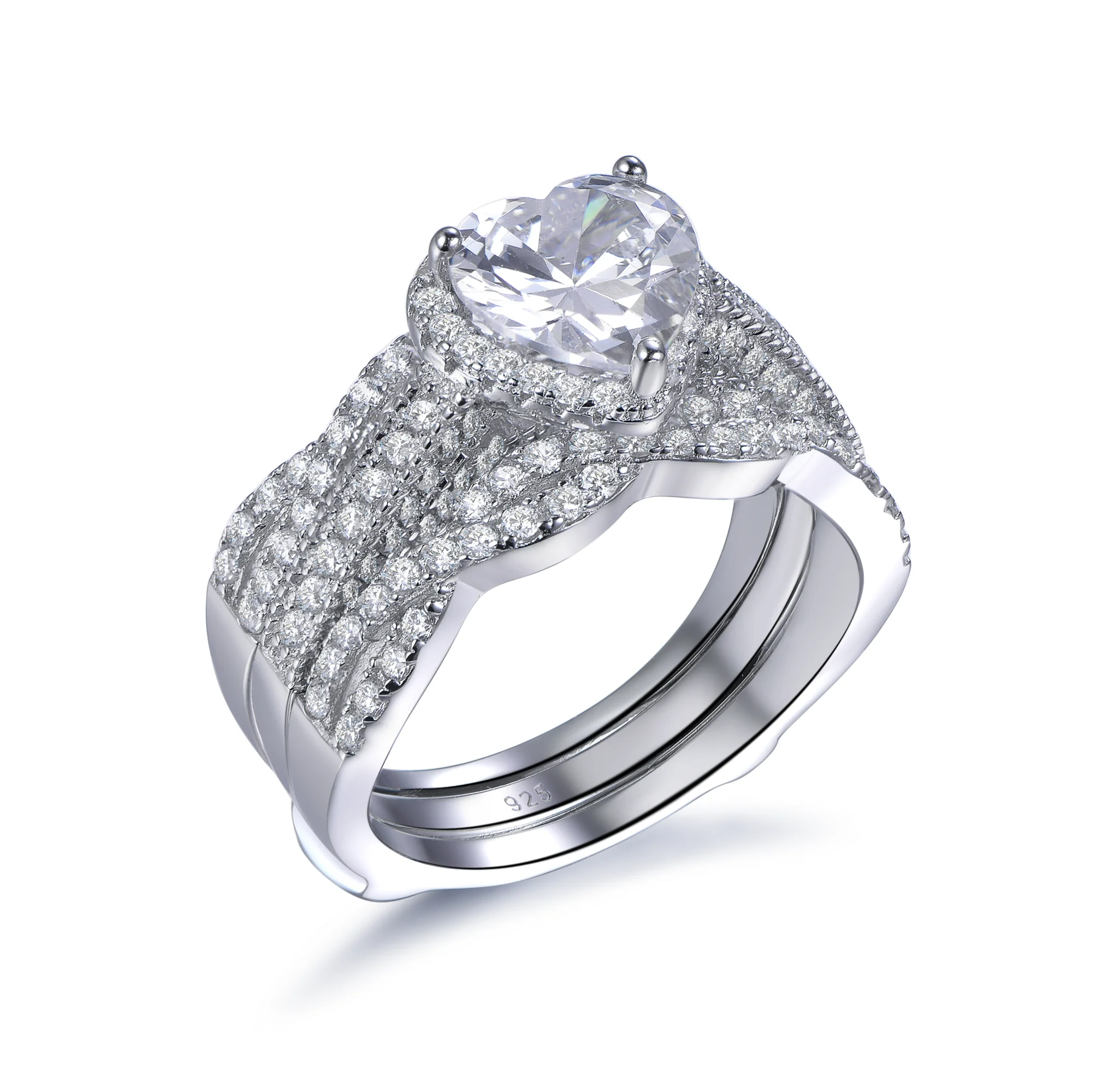 

Brand Fashion three pieces diamond ring set Crystal 3 pieces ring set Wedding Ring