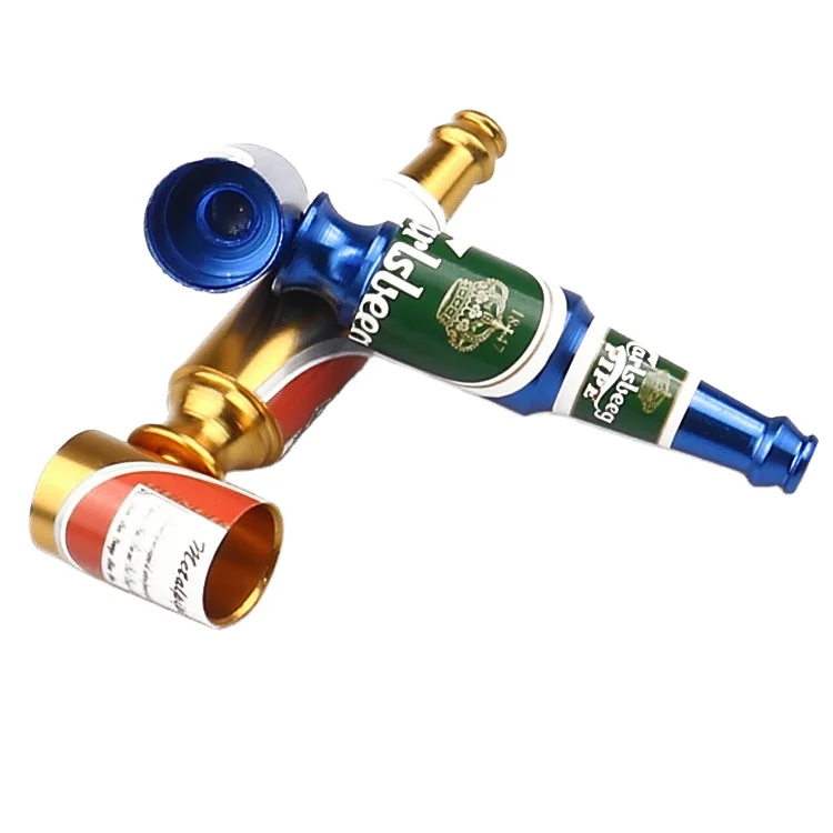 

JL-117 Hot Sale Beer Bottle Shape Mini Wholesale Hookah Tips Aluminum Smoking Pipe, Mix color