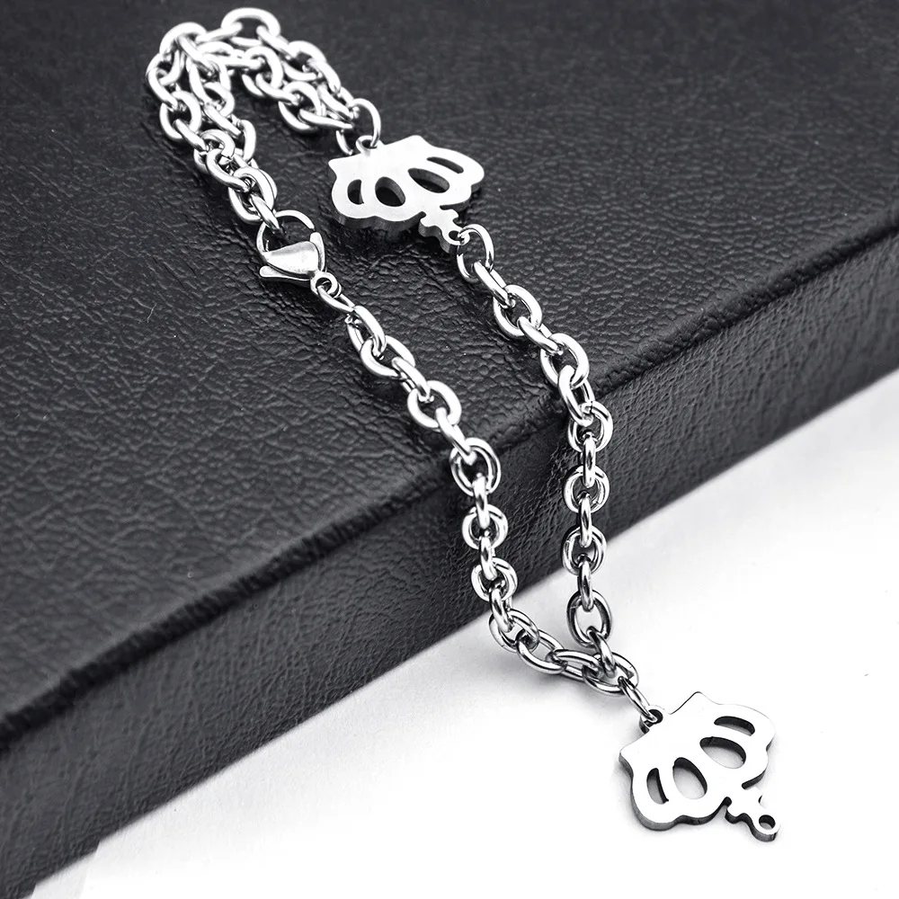 

Wholesale Customized Hot Sale Women's Titanium Steel Simple Crown Necklace Lock Pendant Double Layer Bracelet