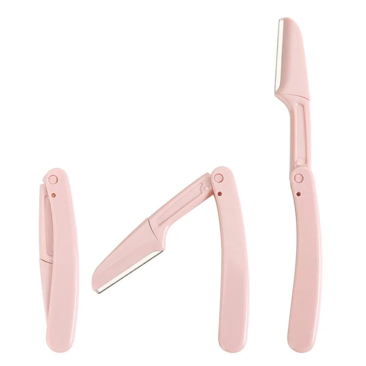 

2021 Foldable Trimmer Mini Replaceable Blade Women Pink Eyebrow Razors, 3 color