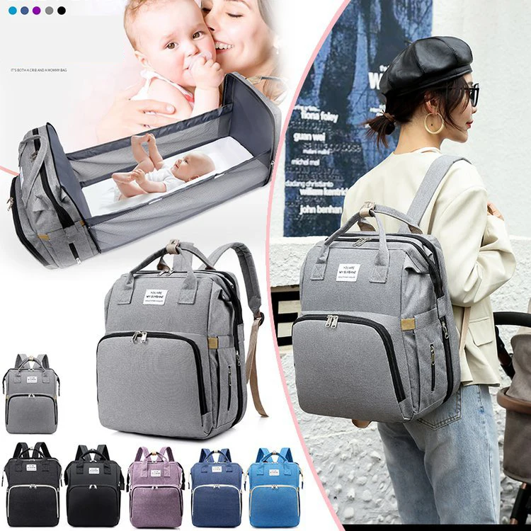 

Full Printing School Bag Backpack Popular Folding multifunctional mother and baby bag with net mother bag backpack 8712