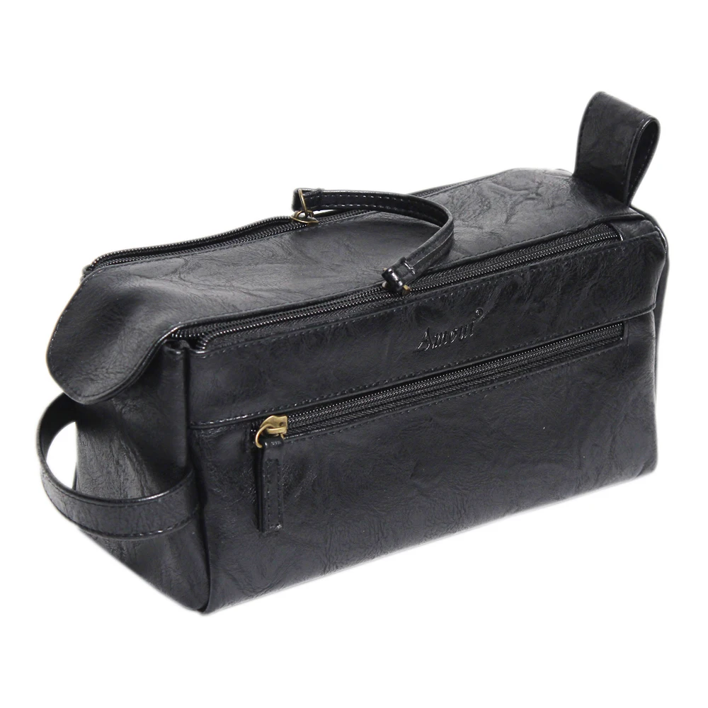 

Wholesale Black Soft PU Dopp Kit Pouch Travel Men Leather Cosmetic Toiletry Bag Private Label, Brown, black