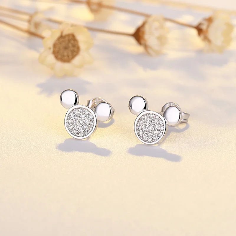 

2021 Fashion Jewelry Wholesale Lovely Girls Mini Cute Cartoon Mickey Mnnie Mouse Crystals Stud Earrings