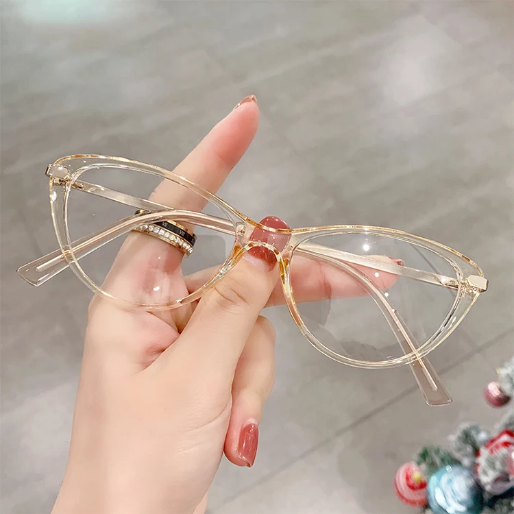 

Wholesale Fashion Small Frame Cat Eye Ladies Computer Eyeglasses High Quality Transparent Blue Light Filter Glasses, 8 colors
