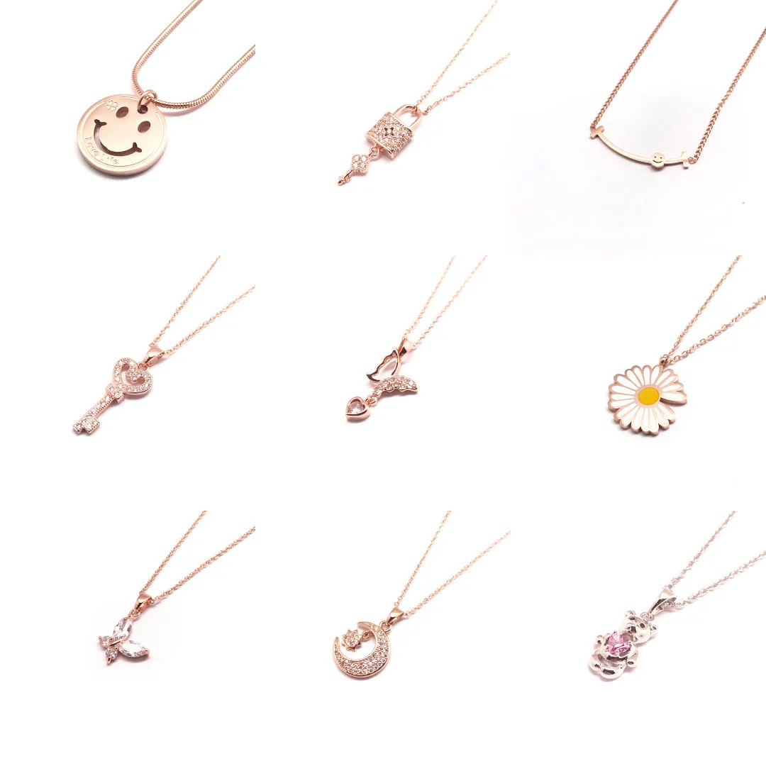 

HOVANCI fashion rose gold titanium steel personalized necklace clover clavicle letter chain necklace