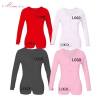 

2020 Wholesale Custom logo adult women onesie pajamas plain pink romper for women