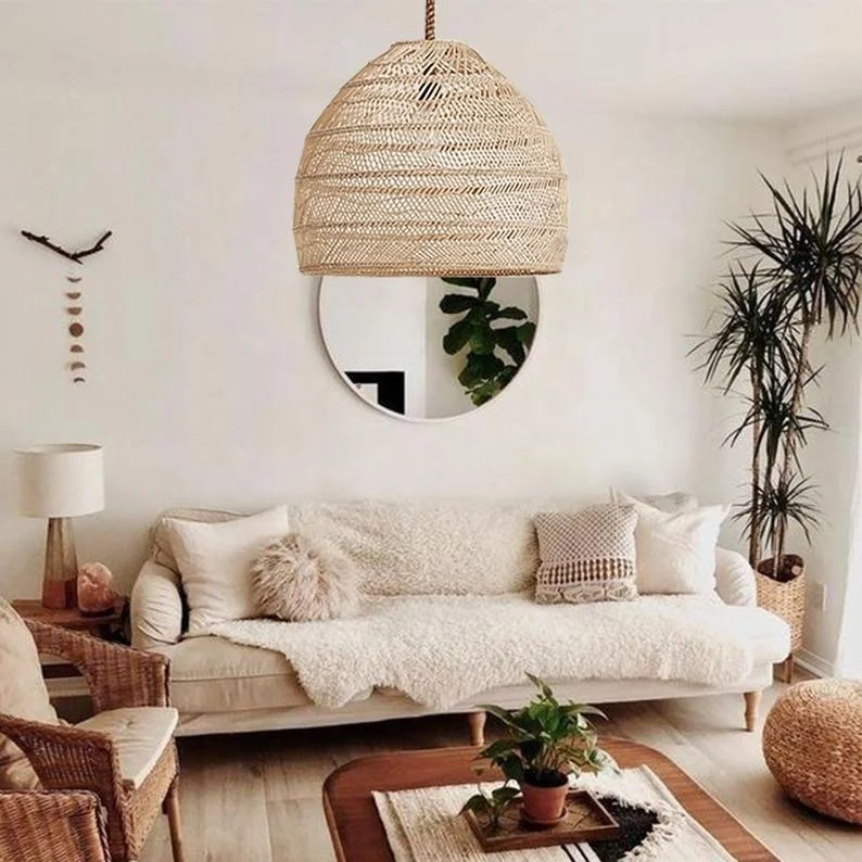
Vietnam Amazon Wholesale Handmade Round Woven Bamboo Rattan Pendant Lighting Lamp Shade 100% Eco-friendly for Home Decoration 