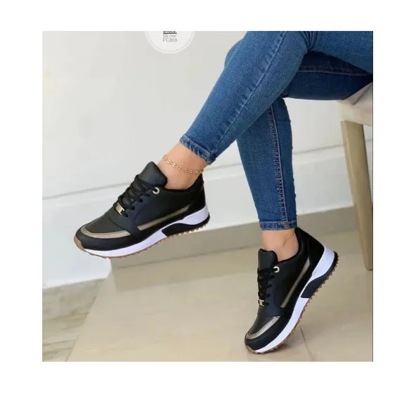 

Fashion Height Increasing Canvas Women Lace Up Leopard Print Thick Sole Sneaker Unisex Round Toe Walking Shoes