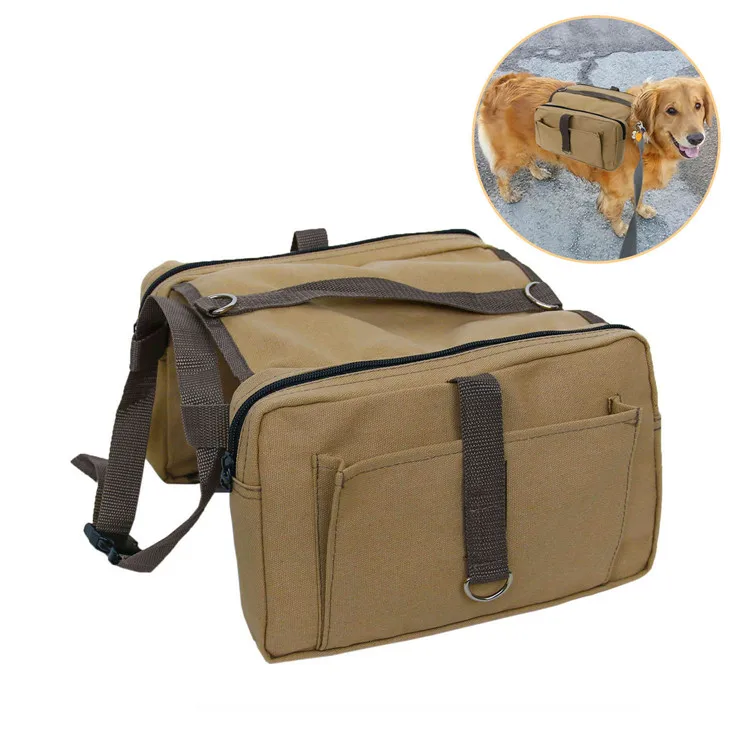 

Durable Canvas Dog Carrier Travel Backpack Camping Hiking Backpack Saddle Bag Rucksack for Large Medium Small Dog, Black