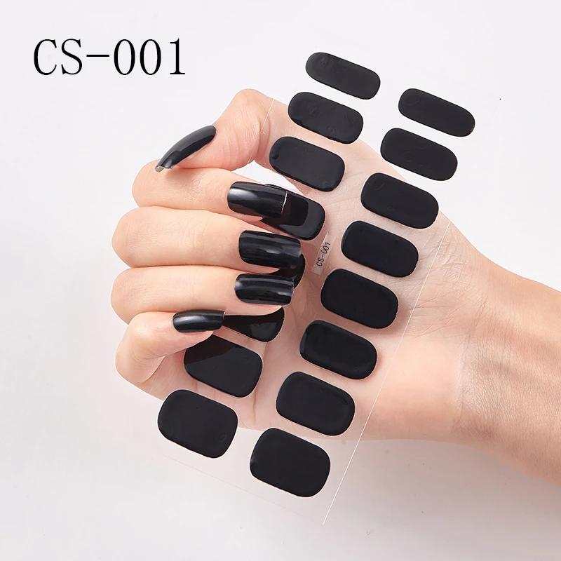 

1 Sheet per 16pcs Nail Art Sticker Polish Wraps Double Ended Adhesive Pure Color Full Cover Strips DIY Fashion Stickers Manicure