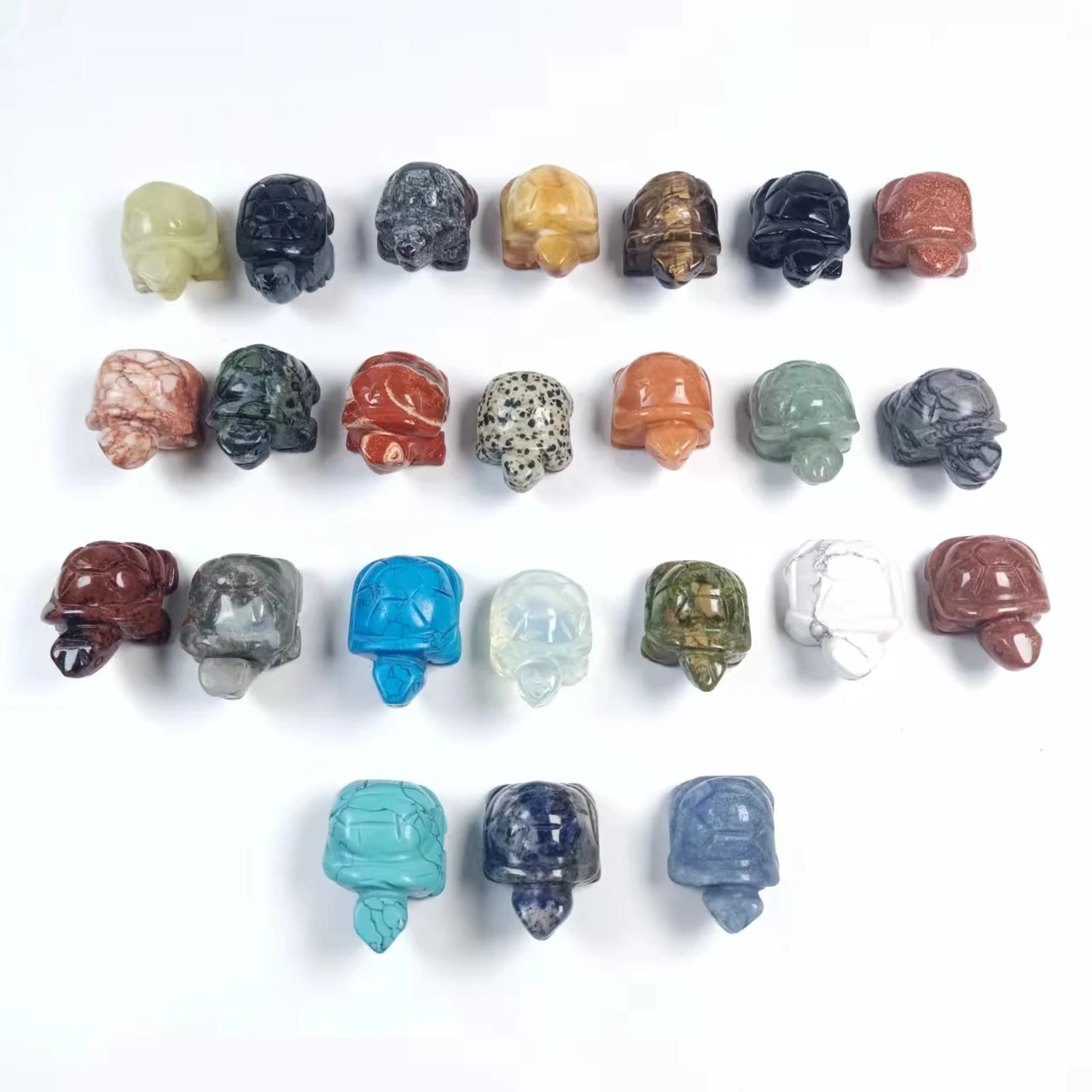 

24 Kinds Gemstone Turtle Hand Carved Crystal Tortoise Statue Crystal Animal For Gift Wholesale