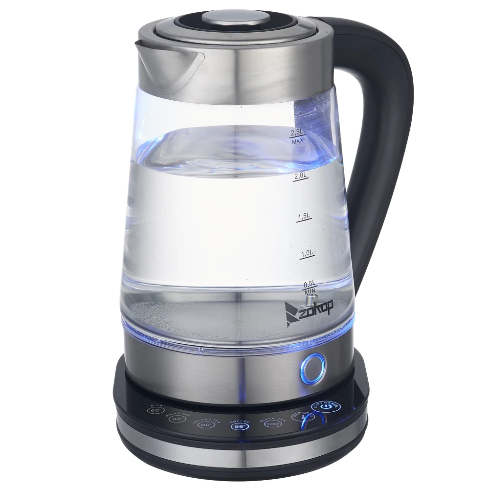 

Free Shipping Kitchen Home Appliance Blue Glass Electric Kettle with Filter
