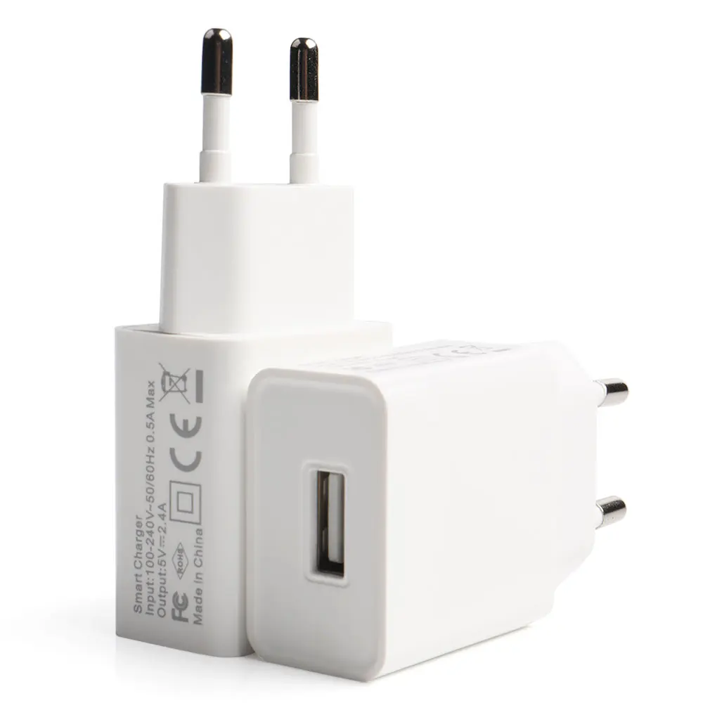 

Hot Selling 12W Smart USB Charger Wall Travel 5V 2.4Amp Charger, White, black