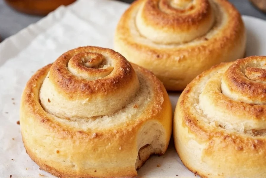 Comparison image showing perfectly cooked air fryer cinnamon rolls next to traditionally baked ones highlighting texture differences