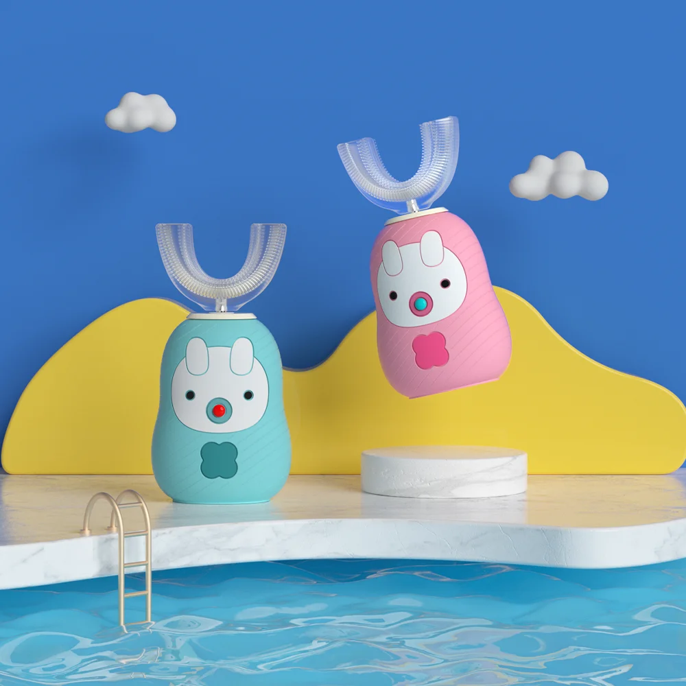 

Alilo 360 U Type Wireless Charging Whitening Oral Ultrasonic Kids Electric Toothbrush, Blue/pink