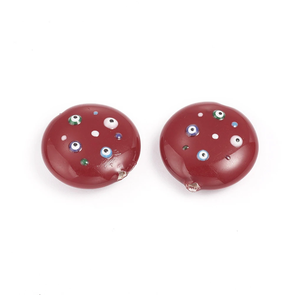 

Pandahall Red Enamel Polished Eye Paint Sprayed Shell Pearl Beads