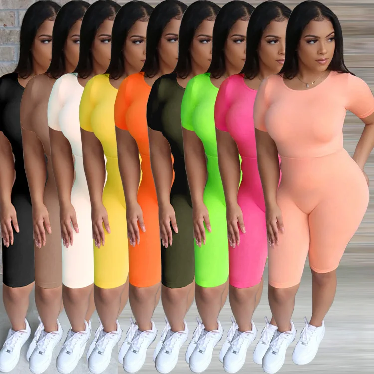 

Custom plain color short sleeve hot shorts summer sports suit women casual 2 piece set