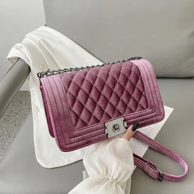 

Latest Hot Popular luxury handbag side sling shoulder ladies bag designer famous brands velvet purse women hand bags