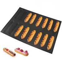 

16 Cup Eclair Perforated Silicone Bread Molds Finger Puff Mould Cake Baking Pastry Form