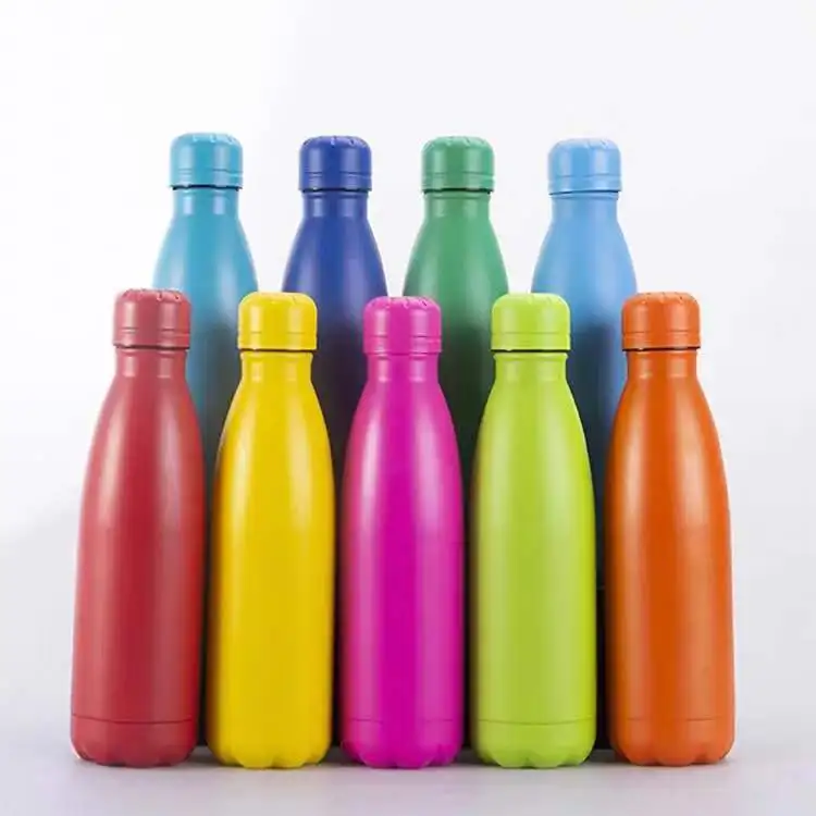 

500ml Small Mouth Sport Bottle 17oz Double Wall Stainless Steel Flask Vacuum Insulated Cola Shape Water Bottle, Multiple colors