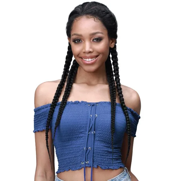 

Cornrow Braids Wig With Baby Hair Double Dutch Braid Lace Front Wig For Black Women Wholesale Afro Wig, Picture