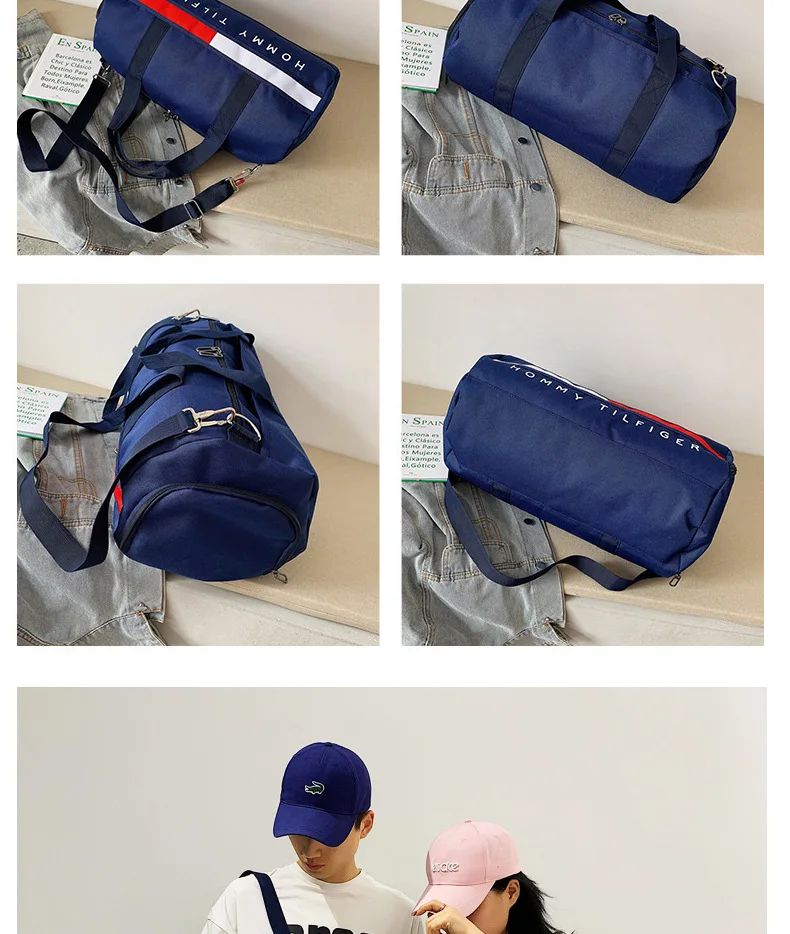 Bright color polyester canvas shoulder handbag travel duffle bag