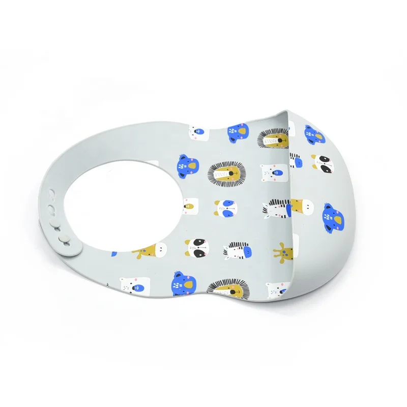 
Organic Food Grade Silicone Baby Bibs with Cute Printed Patterns 