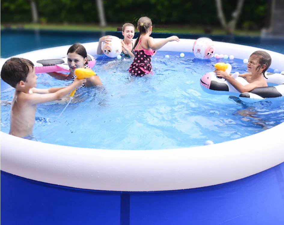 

Factory wholesale outdoor inflatable family size round swimming playing pool, Blue