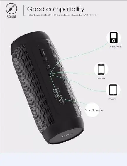 Wireless Waterproof Outdoor Speakers Support AUX TF Subwoofer Loudspeaker - ANKUX.COM