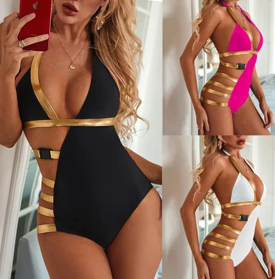 

2021 High Quality Fashion Bandage Comfortable Customized one piece Bikini Ladies Swimsuit Open Back Sexy Swimwear and Beachwear