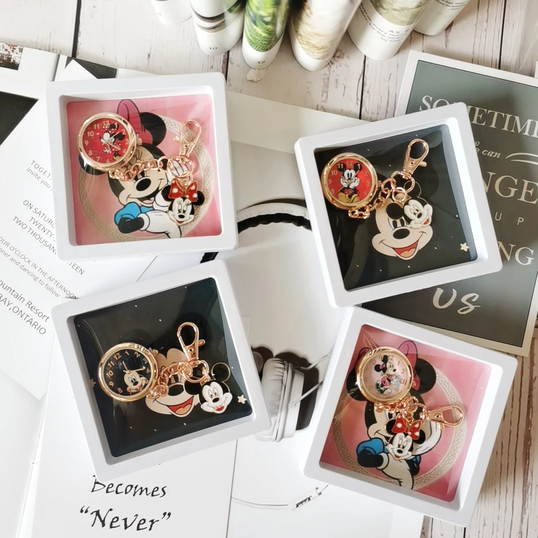 

2021 new Mickey Minnie cartoon children's ladies watch pocket watch Keychain backpack pendant Party Gift