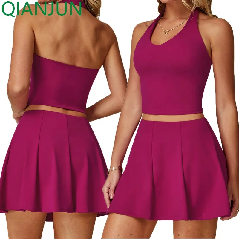 Custom Neck-hanging Outdoor Sports Tennis Casual Fitness Yoga Tennis Wear With Shorts