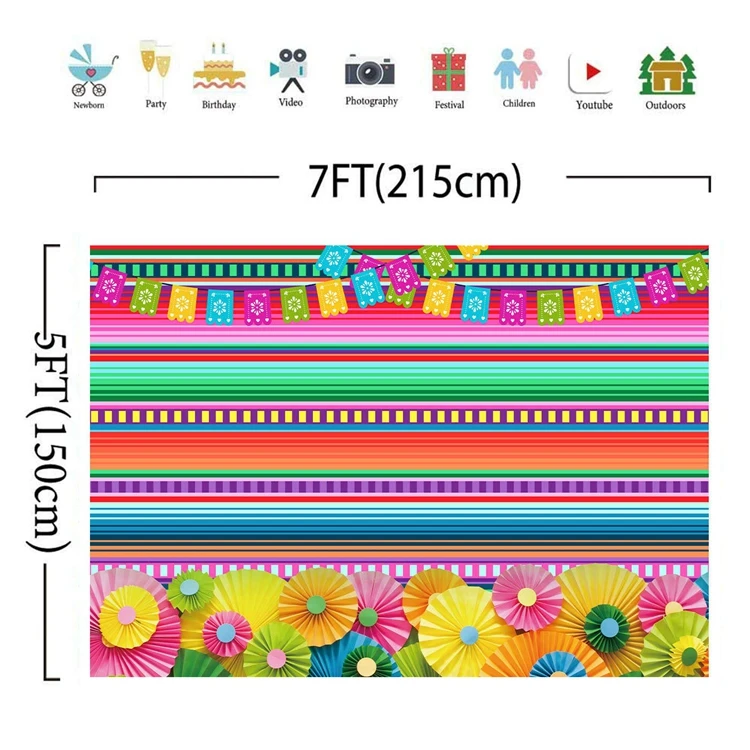 Fiesta Theme Party Backdrop Cinco De Mayo Mexican Festival Photography Background Banner Buy 4016