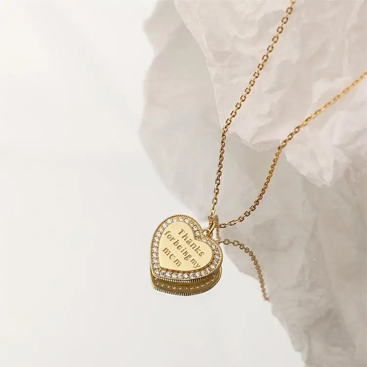 

Custom name 925 sterling silver jewelry 18k gold plated diamond heart pendant necklace for women