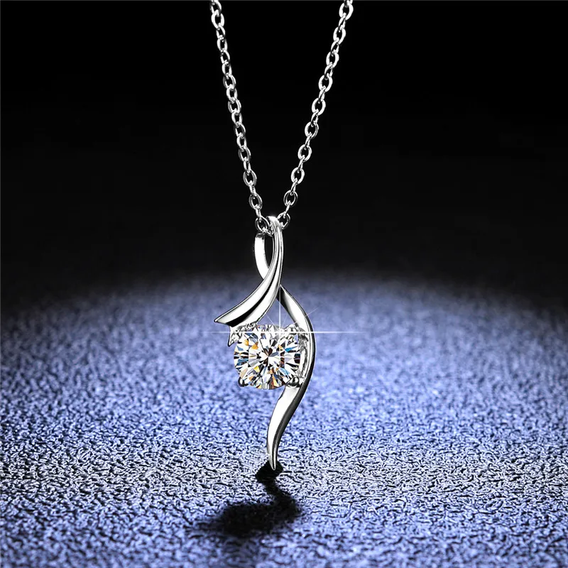 

Silver 925 Original Diamond Test Past Brilliant Cut 1 Carat D Color Moissanite Mermaid Pendant Necklace Gemstone Party Jewelry