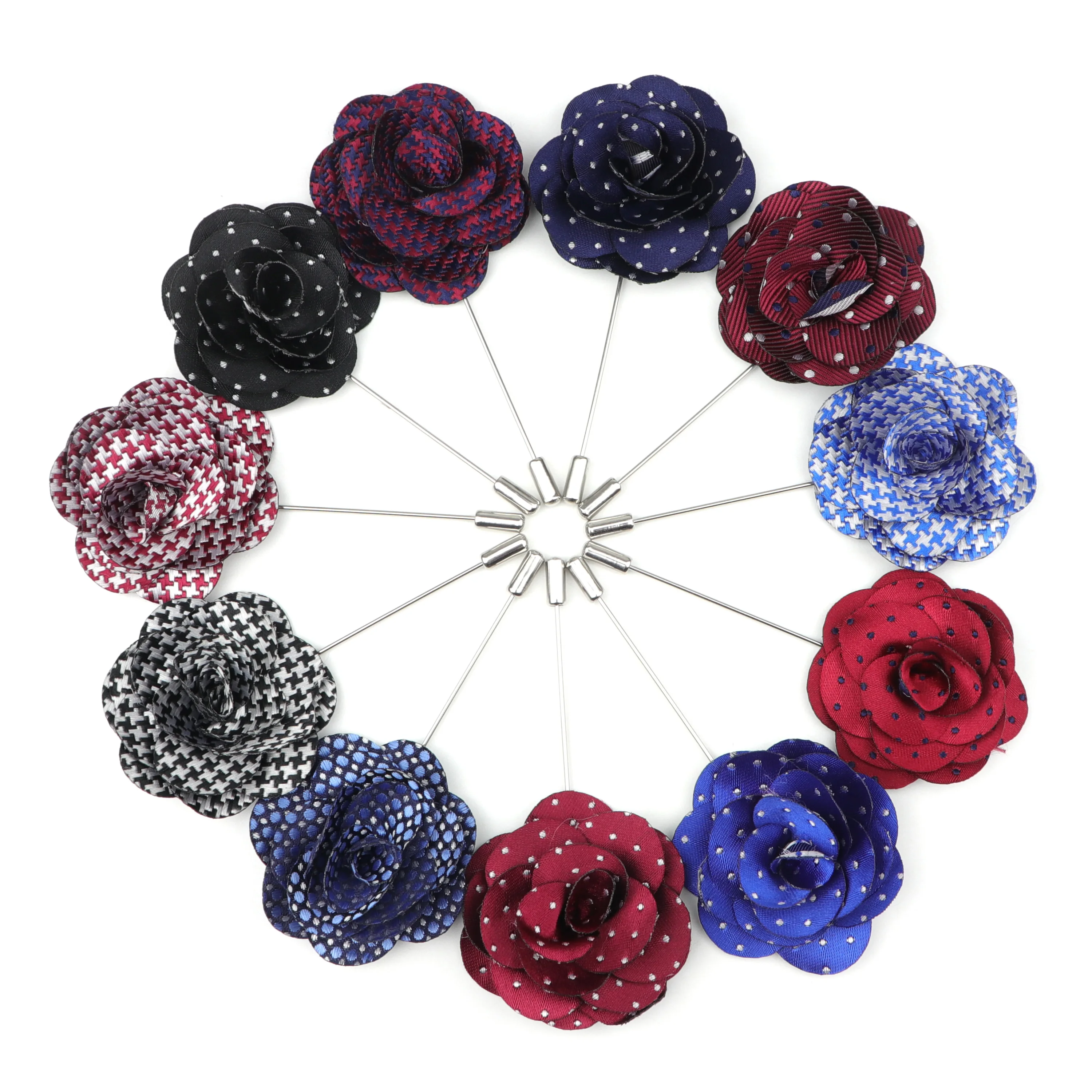 Fashion Boutonniere Flower Colorful Dot Stick Lapel Tie Pin Brooch Wave Badge Cloth Breastpin