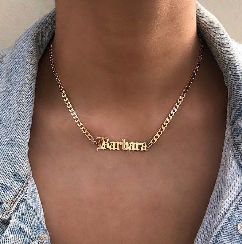 Trendy hot sale name necklace