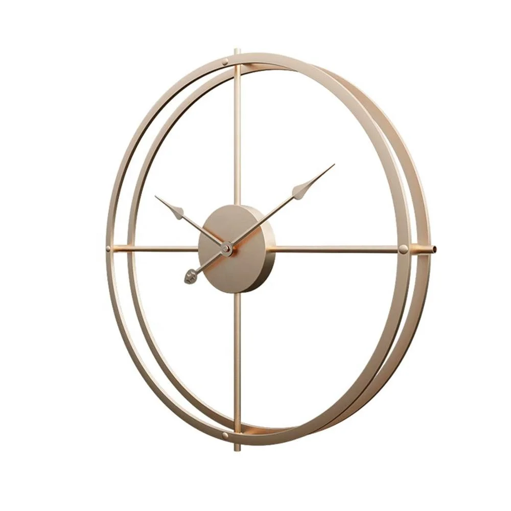 Silent Modern Art Decorative Wall Clock Rustic Metal for Living Room