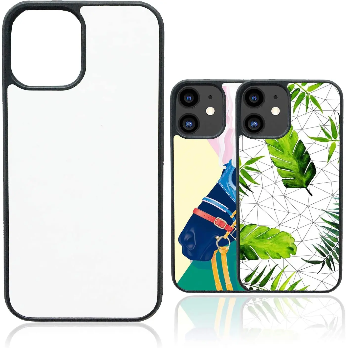 

XINGE Tpu Pc 2D Blank Sublimation Printing Cell Mobile Phone Case Back Cover For Iphone 13 12 11Pro Max Mini X Xs Max Xr, White,clear,black