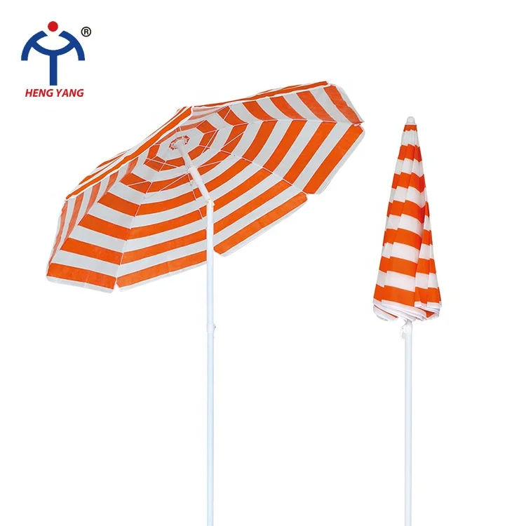 

OEM Beach Umbrella Printed Promotiona Easy To Operate Waterproof Striped Color Portable UV 50+ Custom Outdoor Patio Umbrella