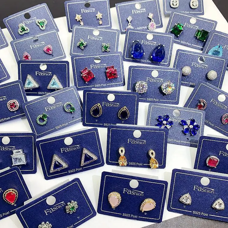 

PUSHI jewelry sale wholesale fashion earrings zircon korean accesorios for ladies geometric jewelry aretes mix earring lot bulk