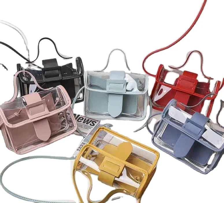 

Fashion Purses And Handbags Ladies Shoulder Bag Jelly Transparent Small Square Bag pvc Leather Women Handbasg