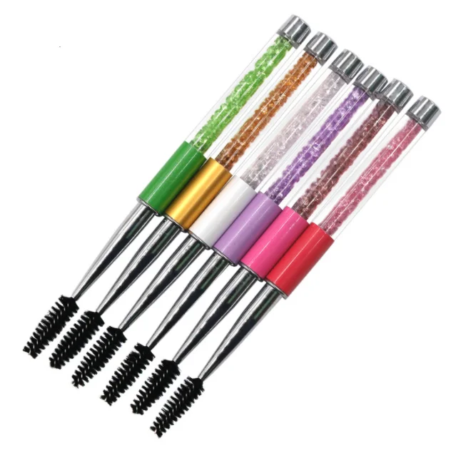 

Free sample rhinestone acrylic handle diamond eyelash extension brush with black mascara wand