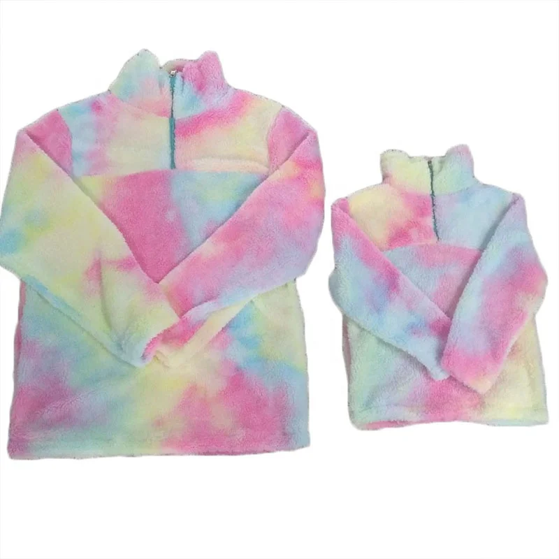 

Mom And Me Fleece Pullover 1/4 Zip Winter Soft Monogrammed Women Tie Dye Sherpa Pullover, As pics show