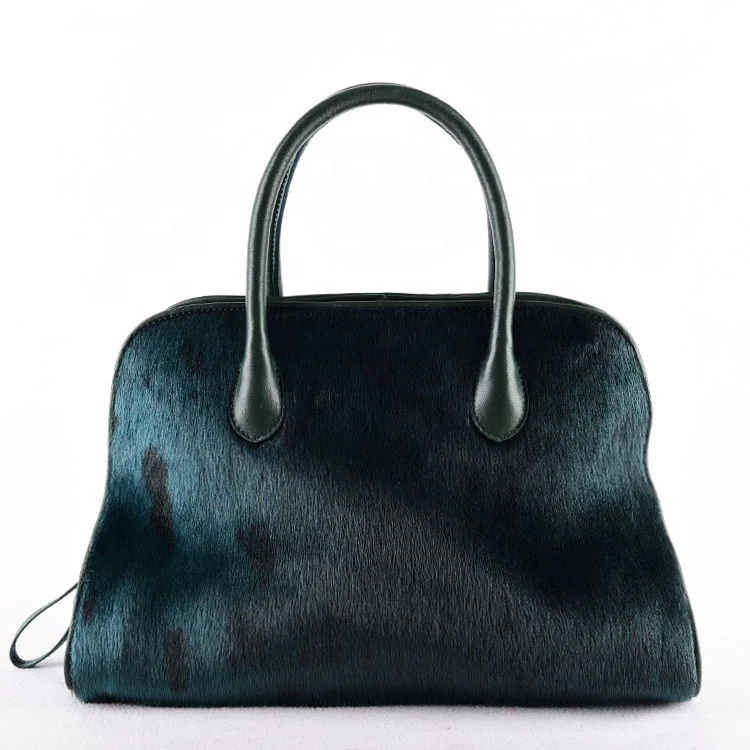 

New arrival real fur handbags wholesale women leather bags natural fur lady purse luxury Italian fur bags green