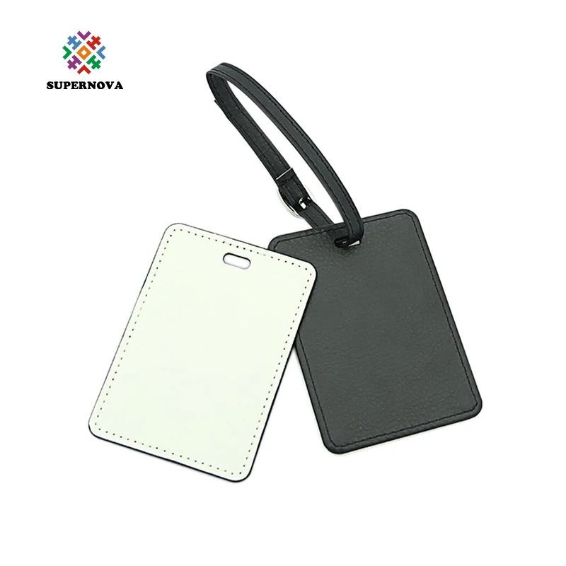 

High Quality Diy Sublimation Blanks Leather Blank Luggage Tag, Black