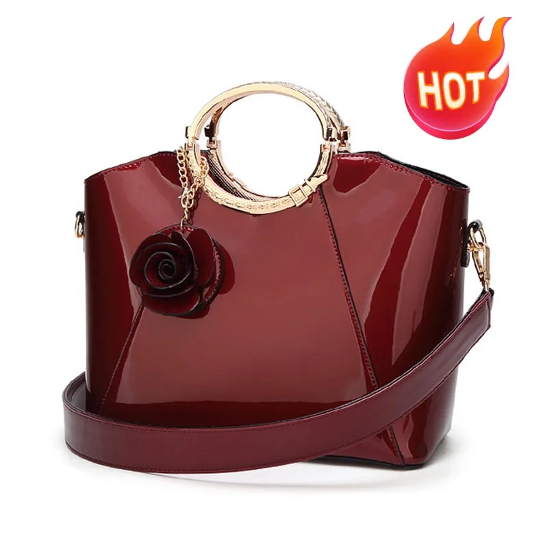 

Hot Sell Tranding Latest Women's Evening Clutch Bags with Crystal Elegant Classic Fashion Patent Leather Handbag for Party