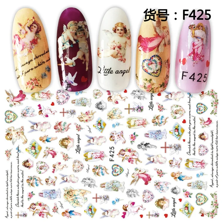 

Paso Sico F series F409-438 Angle Flowers Nail Art Decals Cartoon 3D Manicure Applique Nail Stickers for Nail Decoration