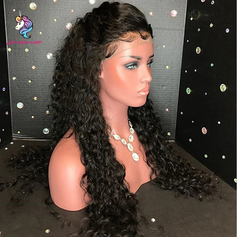 

Ainizi wholesale new style 24 inches natural black afro kinky curly synthetic lace front wigs for black women