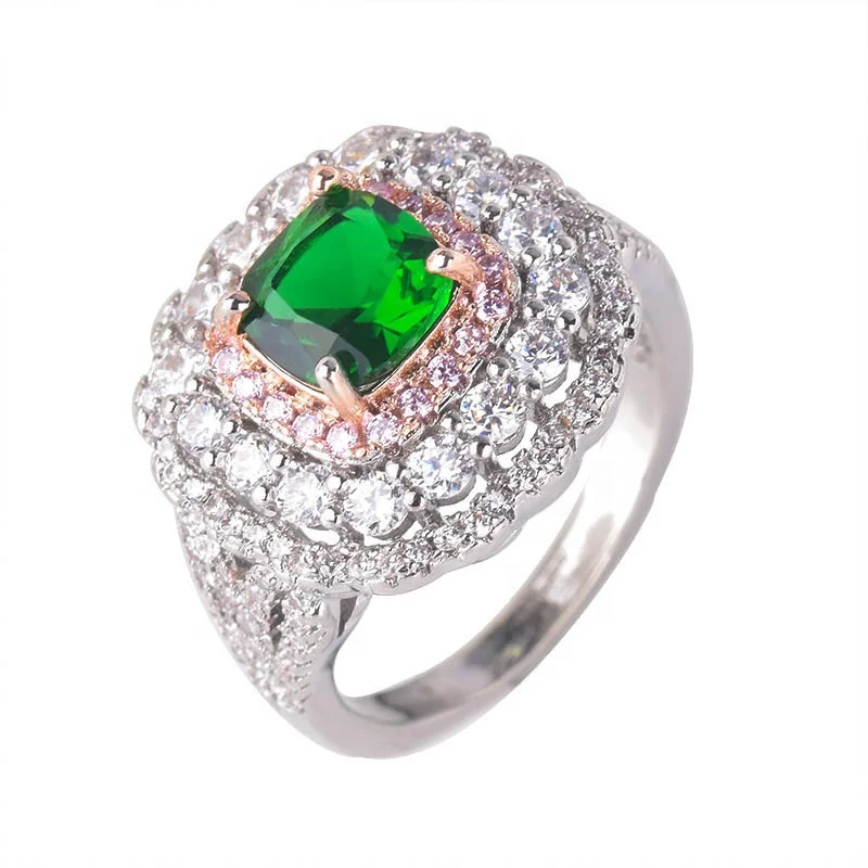 

Elegant Square Cut Cubic Pink Zirconia Wedding Jewelry Ring